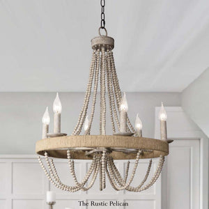 FREE SHIPPING - Large Modern Farmhouse Coastal Beaded Chandelier