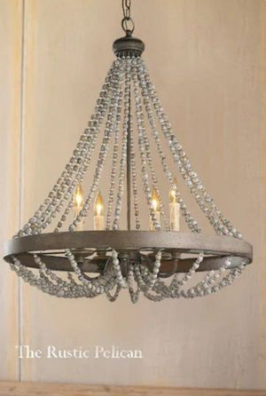 FREE SHIPPING - Modern Bohemian Wood Beaded Chandelier