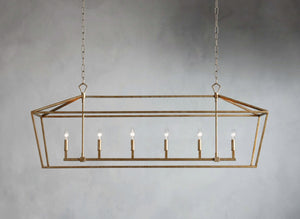 FREE SHIPPING - Large Modern Farmhouse Chandelier 6 Light Gold Leaf