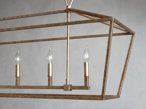 FREE SHIPPING - Large Modern Farmhouse Chandelier 6 Light Gold Leaf