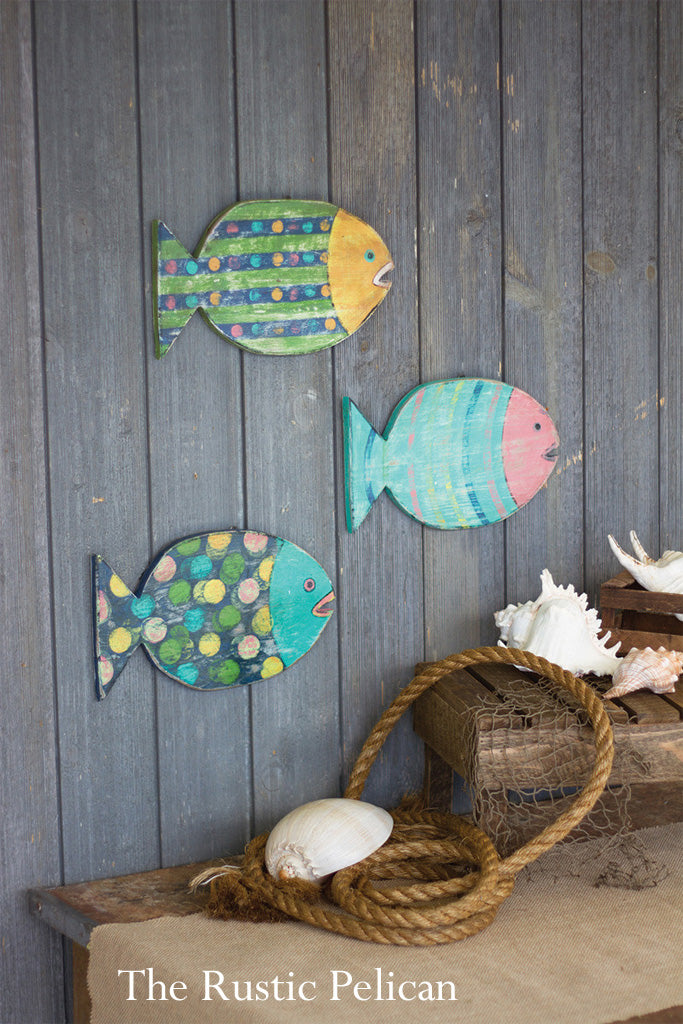 Sale-Beach-Decor-Nautical-Wall Art-Coastal Home Decor-Set of three Wooden  hand-painted fish - The Rustic Pelican