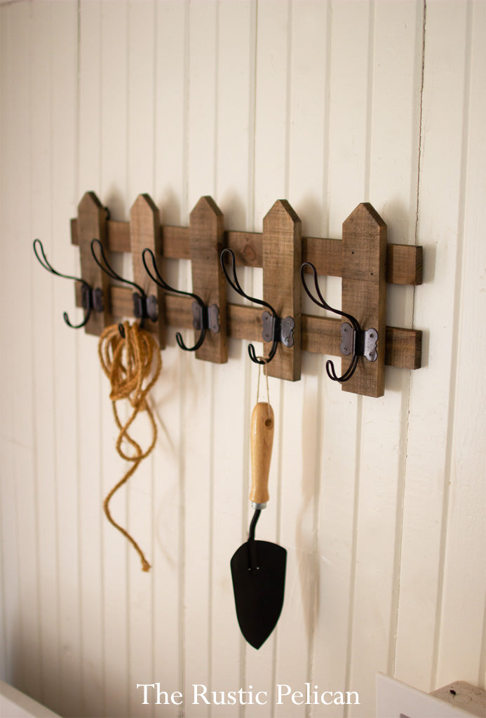 Rustic Wooden Coat Rack Vintage Handmade Cast Iron Hook Coat Hooks