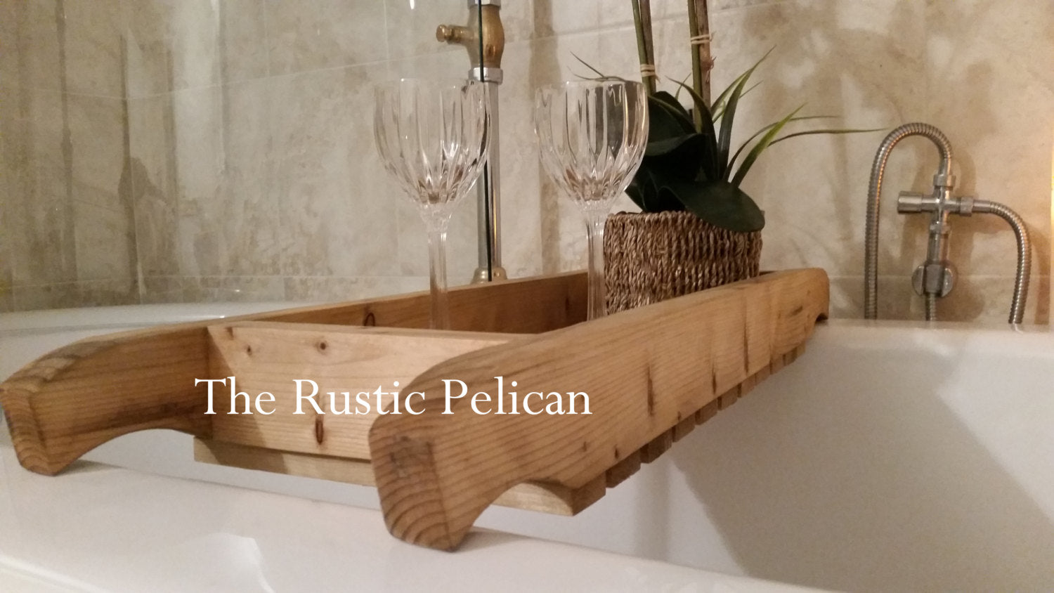 Modern Rustic Decor, Bath Tray-Shower Caddy - FREE SHIPPING - The